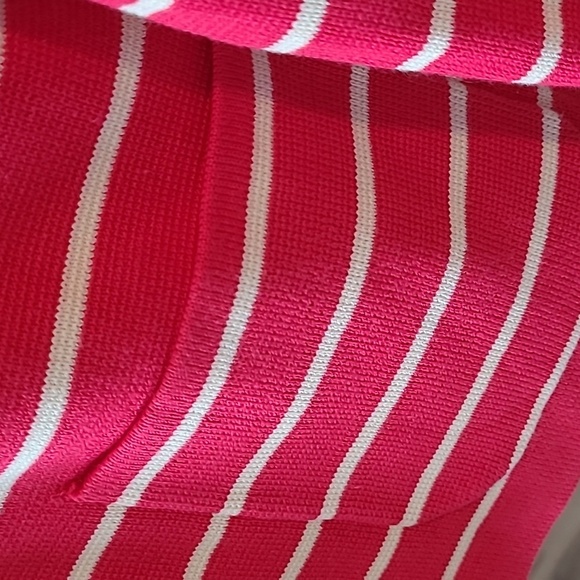 Talbots Pink White Stripe Cardigan Sweater Blazer Size M Button Front - Picture 3 of 7